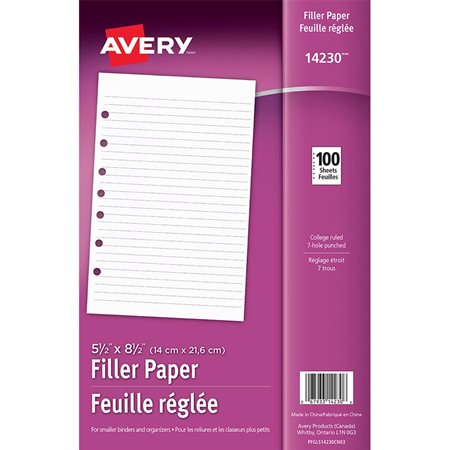 Feuilles lignées à réglage étroit