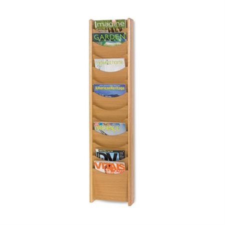 12-Pocket Wood Magazine Rack