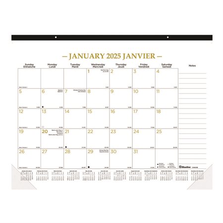 Gold Lines Monthly Desk Pad Calendar (2025)