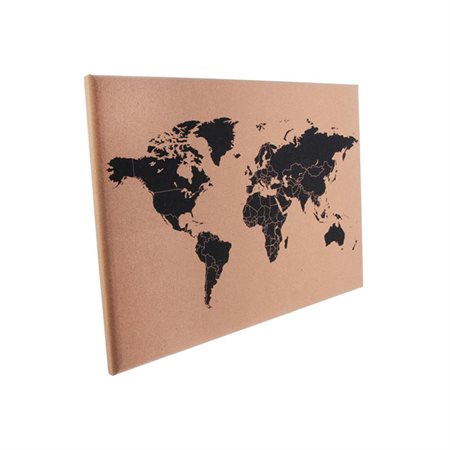 Cork Bulletin Board with World Map