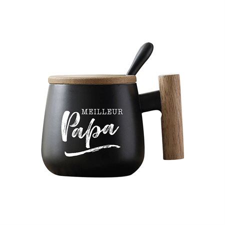 Cup with spoon and bamboo lid “Best Dad”