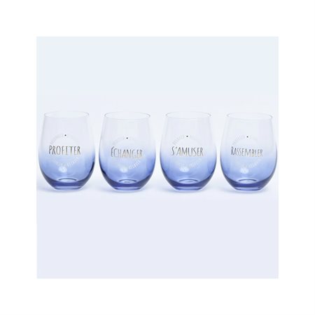 Ensemble de 4 verres sans pied avec cartes de discussion