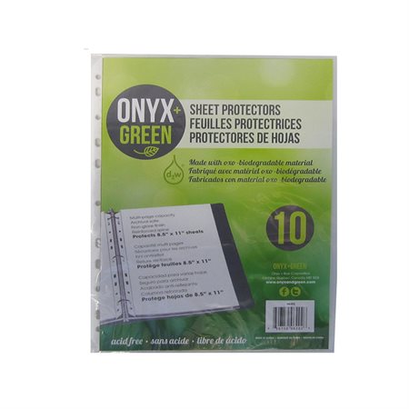 10 feuilles protectrices 8.5’’x11’’