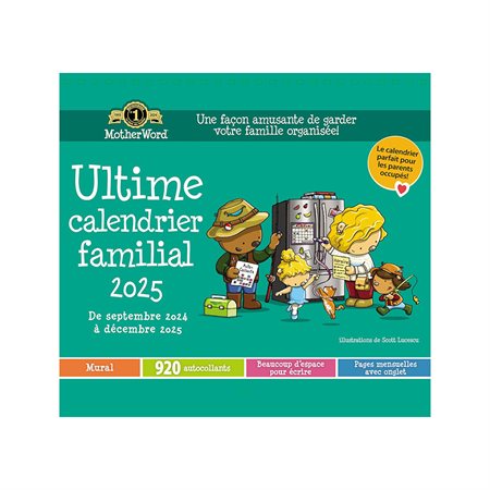 Family Calendar 2025 12" X 21.5" (French)